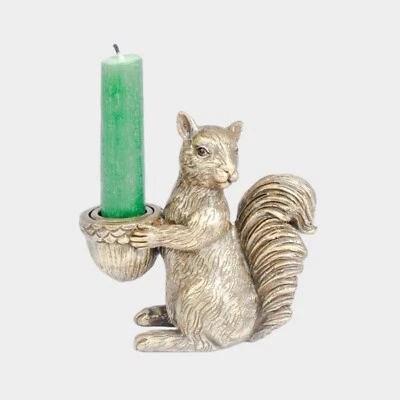 Gold Squirrel Acorn Candle Holder 11cm Candle Stick Holder Animal Statue Decor - Image 1 of 3