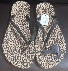 Chanclas Time and Tru para mujer con estampado de leopardo ropa de playa, talla 7-8 NUEVAS - Imagen 1 de 6