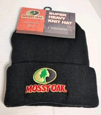 Mossy Oak Super Heavy Knit Insulated Hat Warm Skiing Snowboarding Black New - Image 1 of 3