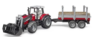 BRUDER,MASSEY FERGUSON 7480 with wood loader and trailer, 1/16, BRU2046 - Picture 1 of 1