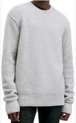 AllSaints Hatten Waffle Stitch Sweater Men's X Large XL  Gray Crewneck Pullover - Image 1 of 4