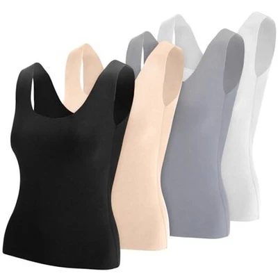 Toulite 4 件装保暖背心中号黑色、白色、裸色和浅灰色 — 第 1/4 张图片