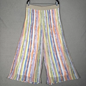 Melissa Paige Pants Womens Size PM Artsy Wide Leg Stripes Colorful Chiffon Artsy - Picture 1 of 13