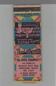 Matchbook Cover The Hotel Pharmacy Portland ME - Picture 1 of 2