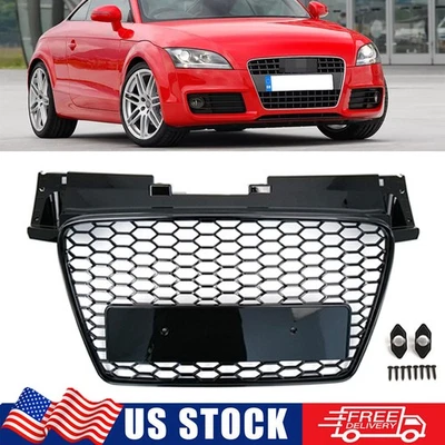 For Audi TT TTS MK2 2007-2014 Front Bumper Radiator Grille Honeycomb Gloss Black — 第 1/4 张图片