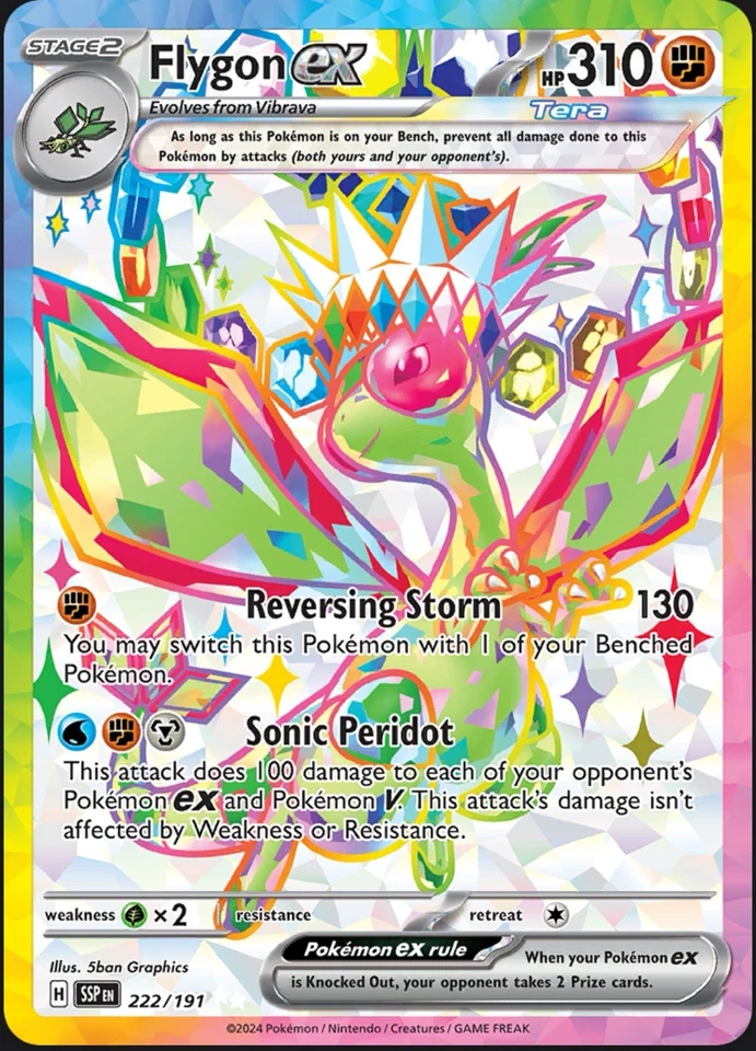Pokemon TCG Flygon ex 222/191 Sv08: Surging Sparks Holo - Image 1 of 1
