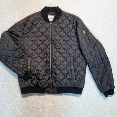 Lucky Brand Quilted Bomber Light Insulated Jacket Mens Black Large Full Zip - Image 1 of 4