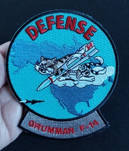 NAVY TOMCAT ~ Grumman F-14 DEFENSE ~ Embroidered Iron On Military Patch - Picture 1 of 5