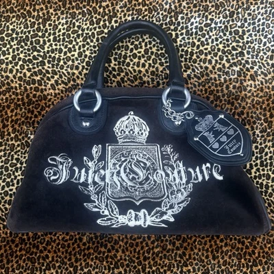 Bolso de Mano Juicy Couture Marrón Y2K Vintage Terciopelo Bowler Foto 1 de 4