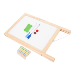 Wooden Message Board Student Double Sided Dry Erase Chalkboard Easel - Afbeelding 1 van 12