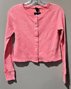 Art Class Girls' Size Large 10/12 Coral Red Waffle Knit Full Snap Front LS Shirt - Picture 1 of 7