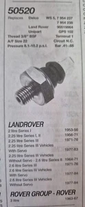 ÖLDRUCKSCHALTER.... MODELLE VON LANDROVER BIS 1984 / AUSTIN 3 LITER (50520) - Bild 1 von 1