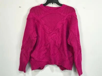 Suéter para mujer exuberante manga larga tejido espalda abierta detalle, talla S - fucsia Foto 1 de 4