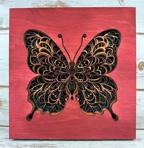Amazing Detailed Butterfly Mandala Laser Cut 9-Layer 10x 9.5" #1580 - Picture 1 of 5