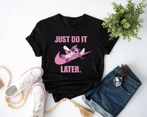 just do it later stitch funny women tshirt black premium fast shipping - Picture 1 of 3