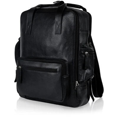 Genuine Leather Laptop Backpack Outer Pocket Fits 16" Laptop Backpack Men Women - Image 1 of 4
