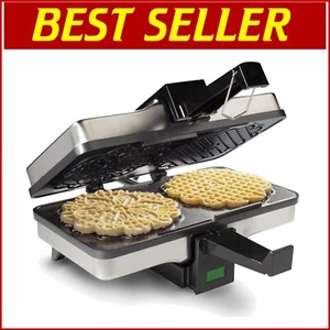 Dual Pizzelle Maker for Perfectly Patterned 5-Inch Cookies - Recipe Included! - Picture 1 of 9
