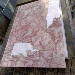 Stunning Rose Quartz Stone Dining Table Top Luxury Hotel Countertop Slab - Picture 1 of 13