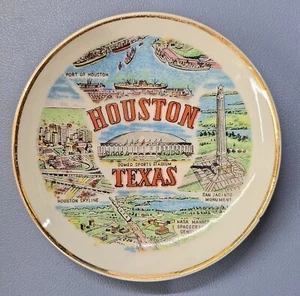 Houston Texas Porcelain Souvenir Change Dish Plate 4" Wall Hanging - Picture 1 of 2