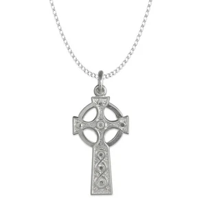 Sterling Silver Medium Celtic Cross Pendant Necklace Crucifix Fine Jewellery - Imagen 1 de 3