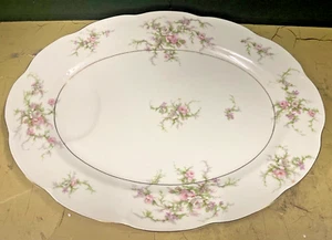 Large Oval Haviland China Serving Platter, Rosalinde Pattern, 14" w/ Juice Well - Picture 1 of 4