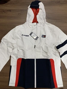 Tommy Hilfiger YOUTH XL USA Flag Windbreaker Nylon Bomber Jacket NEW USA COLORS - Picture 1 of 4