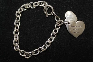 Beverly Hills London New York Double Hearts Chain Bracelet Silver Tone Toggle  - Picture 1 of 5