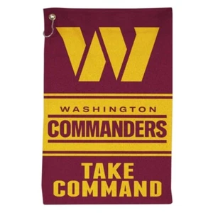 WASHINGTON COMMANDERS TOALLA PORTÓN TRASERO GOLF TODO USO 16"X25" GANCHO Y OJAL - Imagen 1 de 1