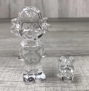 Cartoon Glass Figurines Set Japanese Manga Girl & Dog Transparent Glass Figurine - Picture 1 of 12