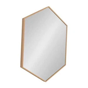 Rhodes Modern Hexagon Wall Mirror, 22 x 31 Teak, Chic 31"L x 22"W Natural - Picture 1 of 7