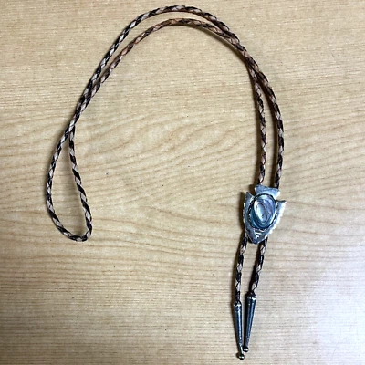 Fantastic Western shell Silver Tone Arrowhead Bolo Tie - Image 1 of 4