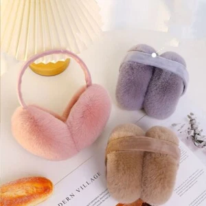 Paraorecchie in peluche spesso pieghevoli invernali copriorecchie morbidi pieghevoli ragazza - Foto 1 di 19