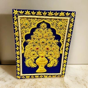 48"x36" Wall Hanging Tapestry Jewel Carpet Zardozi Wall Hanging Silk Embroidery - Picture 1 of 8