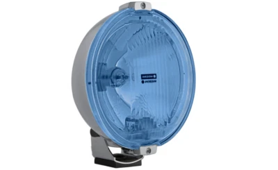 Blau chrom rund Fernscheinwerfer 24V LED Ring Positionslicht ⌀183 mit Glühbirnen - Bild 1 von 4