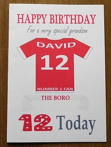 MIDDLESBROUGH FAN inoffizielle personalisierte Fußball Geburtstagskarte ("THE BORO") - Bild 1 von 1