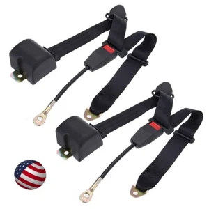 2 PCS 3-Point Universal Car Strap Retractable & Adjustable Safety Seat Belt USA - Picture 1 of 15