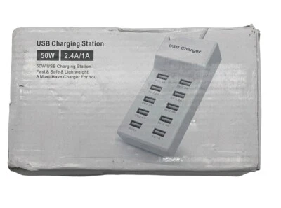 全新 10 端口 USB 充电站 50W 便携式 USB 充电站 壁式充电器 — 第 1/3 张图片