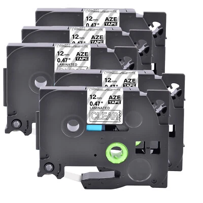 SUPERINK 5PK White on Clear TZe135 TZ135 Label Tape 12mm 1/2" For Brother P-touch PT-1180