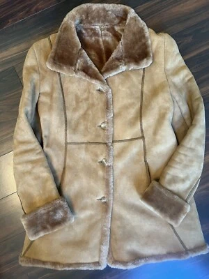 Damas Talla 6 Searle Gamuza Cuero Abrigo Chaqueta Camel Marrón Invierno Tostado Mujeres Foto 1 de 4