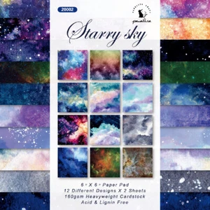 Álbum de fotos de fondo de una sola cara 12 piezas Starry Sky Paper Pad libro de recortes hágalo usted mismo - Imagen 1 de 6