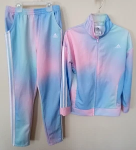 Adidas Girls 2pc Outfit Tie Dye Track Suit Pants & Jacket Zip Set Sz M (10/12) - Picture 1 of 8