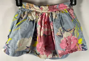 Gap Kids blue floral petticoat lined skirt linen blend girls sz Small pockets - Picture 1 of 5