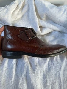 Men's Vintage 60s FREEMAN Free-Flex Buckled ANKLE BOOTS Mod Brown Leather 9.5 C - Picture 1 of 9