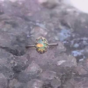 Free Spirit Lightning Ridge Crystal Opal 0.70ct S925 Adjustable Ring US 6.75 - Bild 1 von 6