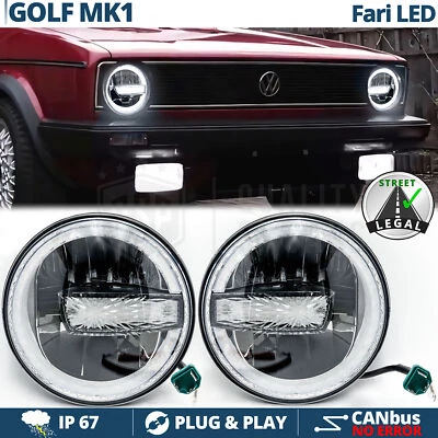 FARI Full LED Per VOLKSWAGEN GOLF MK1 Luce Bianca 6500K Angel Eyes OMOLOGATI - Immagine 1 di 4