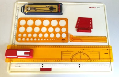 Zeichenplatte Reissbrett  ROTRING RAPID Zirkel Lineal Schablonen Schriftschabl. - Bild 1 von 4