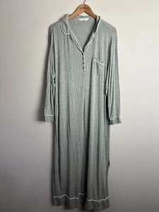 Ekouaer abito da notte donna XLlarge grigio bianco orlo lungo pigiama sonno XL - Foto 1 di 8