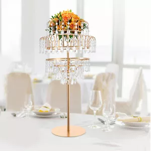 5 Tiers Crystal Flower Stand Luxury Gold Flower Stand Wedding Decor Flower Stand - Picture 1 of 16