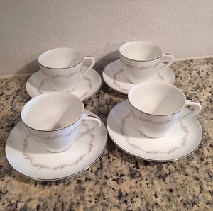 LEILANI Style House set of 4 Tea Cups And Saucers - Picture 1 of 3