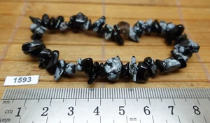 Bracelet baroque OBSIDIENNE FLOCON DE NEIGE des USA pierre naturelle qualité AB - Picture 1 of 3